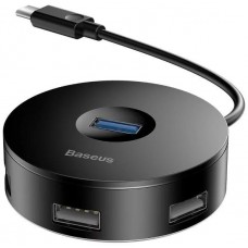 HUB USB-C Baseus Airjoy Round Box 4 Porturi | USB3.0 + 3x USB2.0 Negru